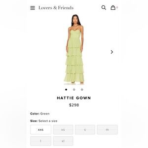 Lovers & Friends Hattie Gown in Green, size Medium